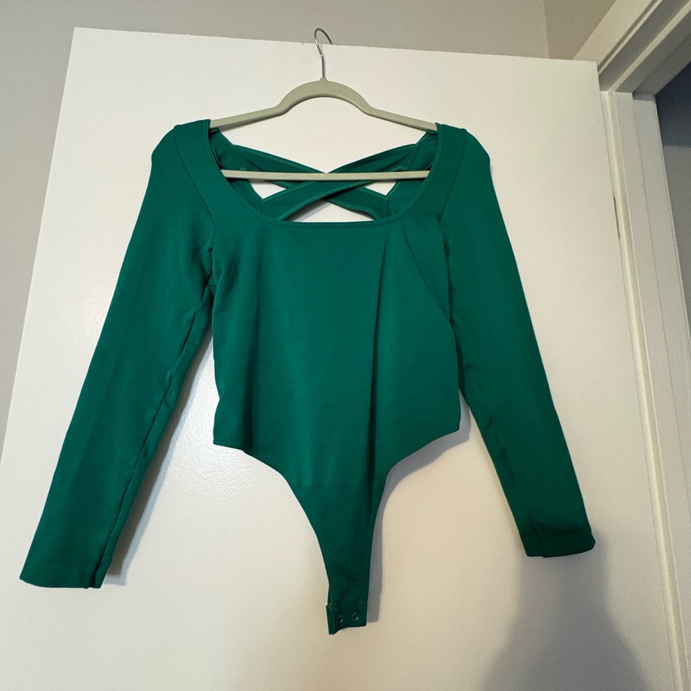 Anthropologie Teal Long Sleeve Bodysuit